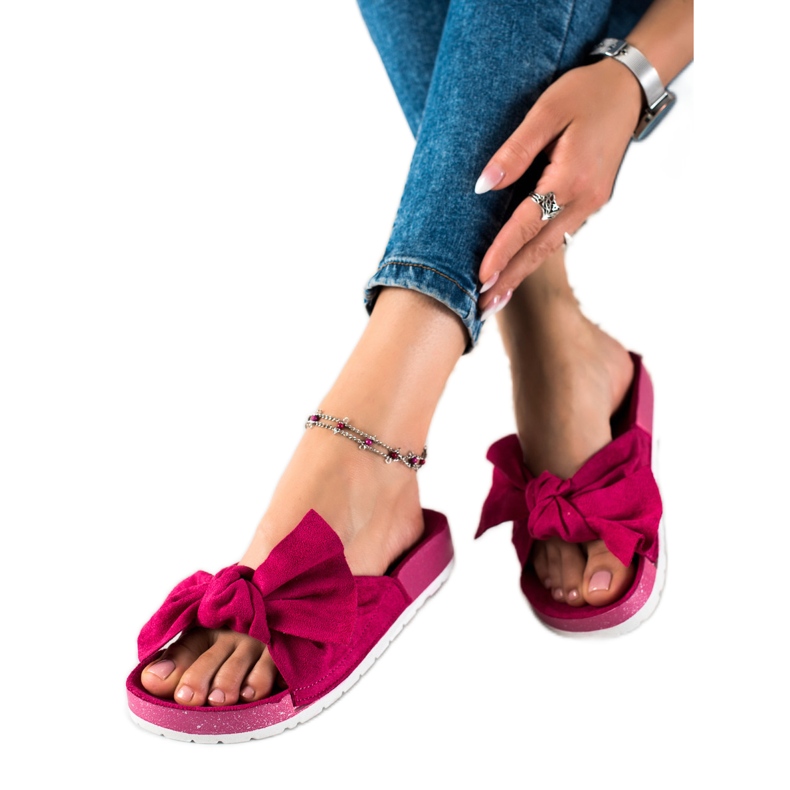 SHELOVET Muodikkaat tossut, joissa on rusetti vaaleanpunainen