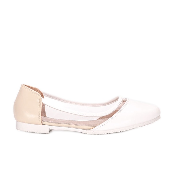 Valkoiset puoliläpinäkyvät Juva-lasten ballerinat beige