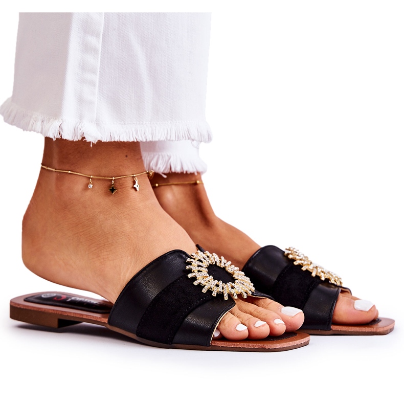 PS1 Mukavat naisten tossut mustalla Ginera-koristeella