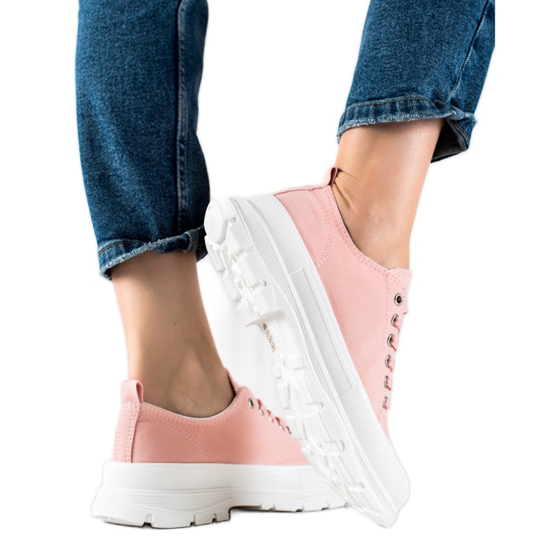 SHELOVET Vaaleanpunaiset lenkkarit alustalla vaaleanpunainen