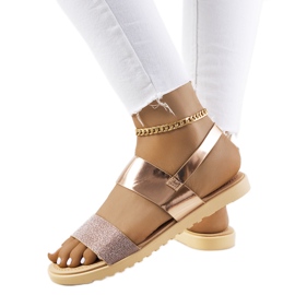 Laval naisten vaaleanpunaiset sandaalit monivärinen vaaleanpunainen kultainen