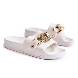 FK1 Lasten kumitossut koristeellisella ketjulla Valkoinen Suzie