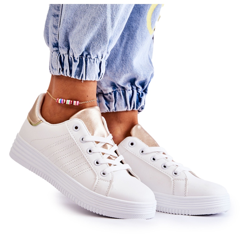 FK2 Naisten valkoiset urheilukengät Samanta valkoinen kultainen