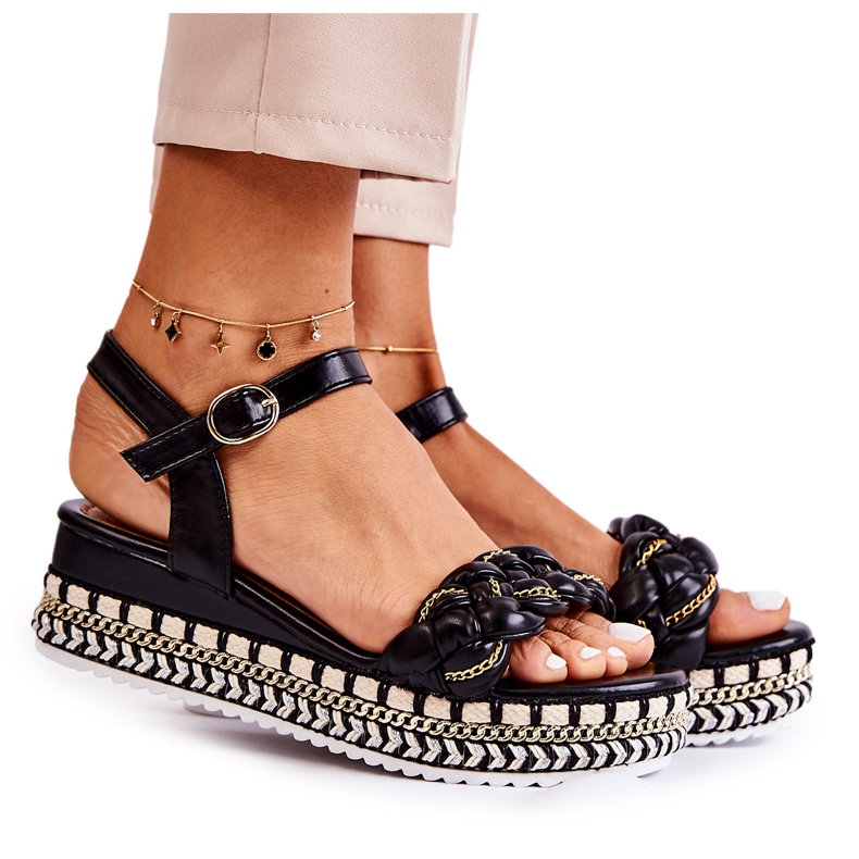 PS1 Naisten kiila sandaalit mustat Chaves