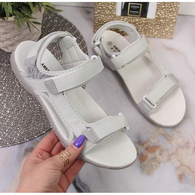 American Club W AM896B harmaat tarranauhasandaalit