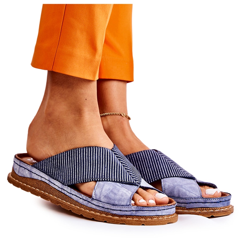 Nahkaprofiiliset tossut Maciejka 04986-17 Sininen