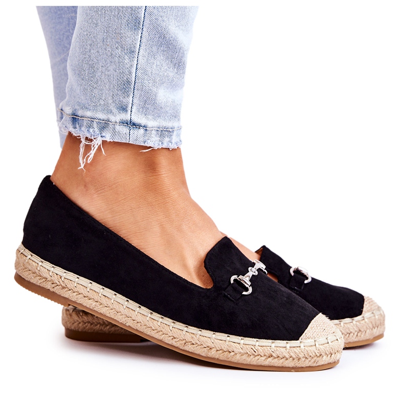 S.Barski Klassiset mustat Oresa-slip-On naisten espadrillit