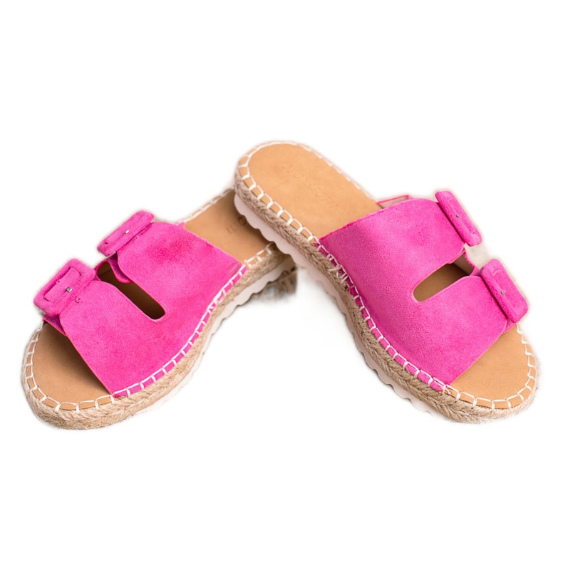 SHELOVET Mokkanahkaiset tossut soljilla vaaleanpunainen