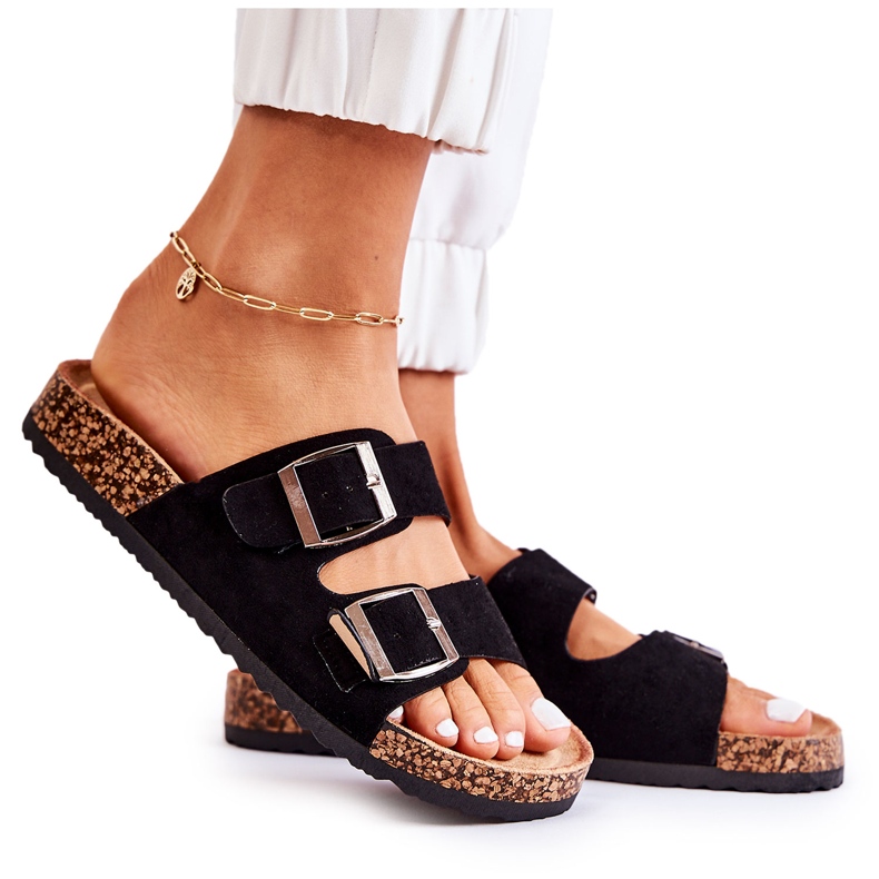 FB1 Naisten mustat Slip-On -tossut Misandei