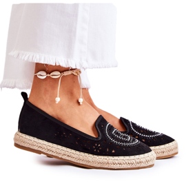 S.Barski Meredith Black Openwork Slip-on naisten espadrillit musta