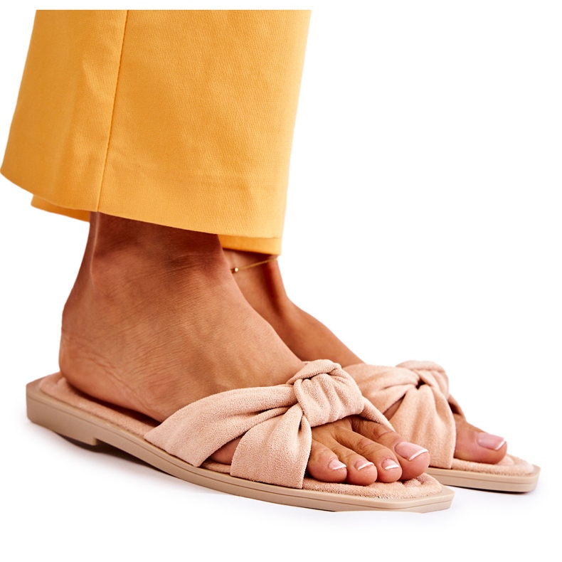 PG1 Naisten muodikkaat mokkanahkaiset Nude Lorrie -tossut beige vaaleanpunainen