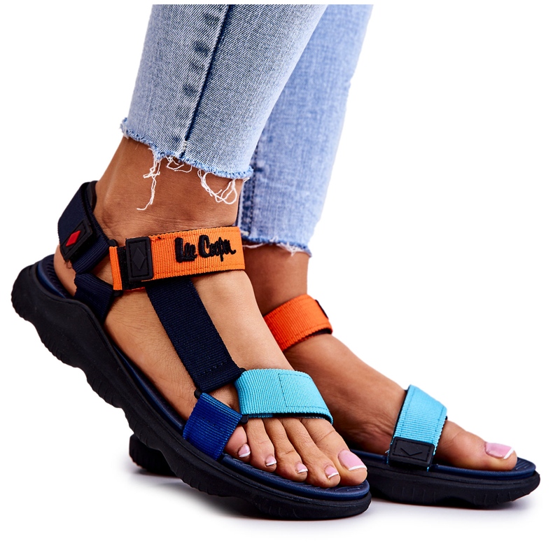 Naisten urheilusandaalit Lee Cooper LCW-22-34-0953L Multicolor laivastonsininen oranssi monivärinen