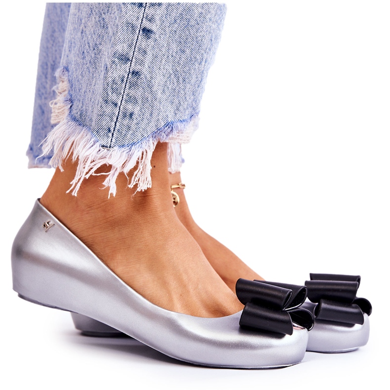 PH1 Naisten kumiballerinat, joissa on rusetti, hopea kukka