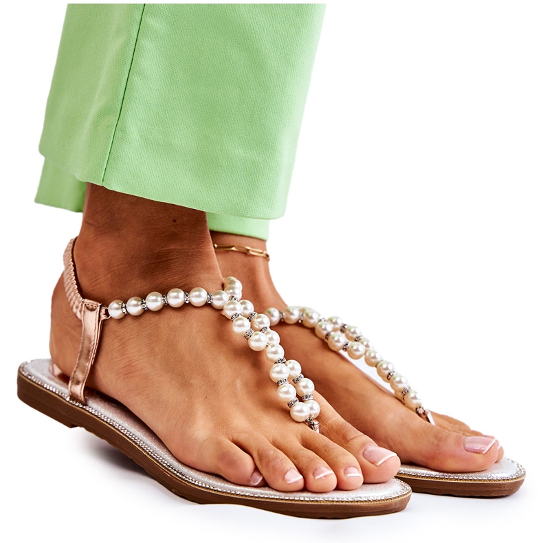 PG1 Muodikkaat sandaalit Varvastossut helmillä Rose Gold Isalia vaaleanpunainen kultainen