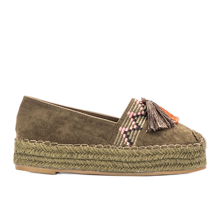 Vihreät espadrillit Pisquid-alustalla khaki
