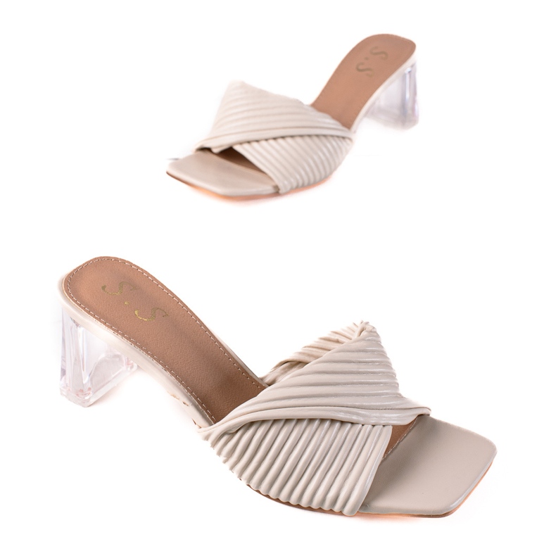 SHELOVET Tossut läpinäkyvällä kantapäällä beige