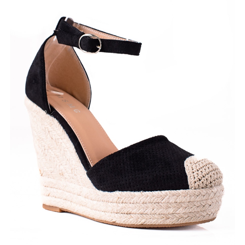 SHELOVET Espadrilles On Wedge Sandaalit musta