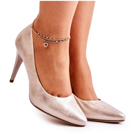 Sergio Leone Klassiset nahkaiset stilettot hierotut kultaa maagisesti kultainen