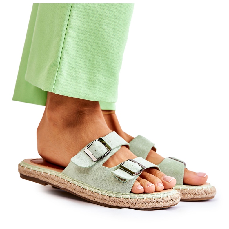 Klassiset mokkanahkaiset naisten tossut, vihreä Casilda