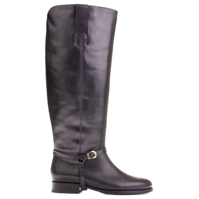 Marco Shoes Nahkasaappaat leveälle pohkeelle musta