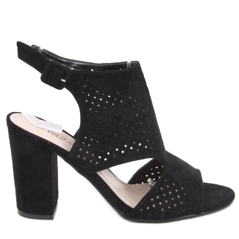 Guala Mustat korkeakorkoiset harjakattoiset sandaalit