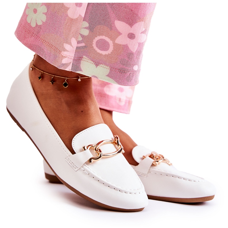 PG1 Mokassiinit valkoisella Millario-koristeella valkoinen