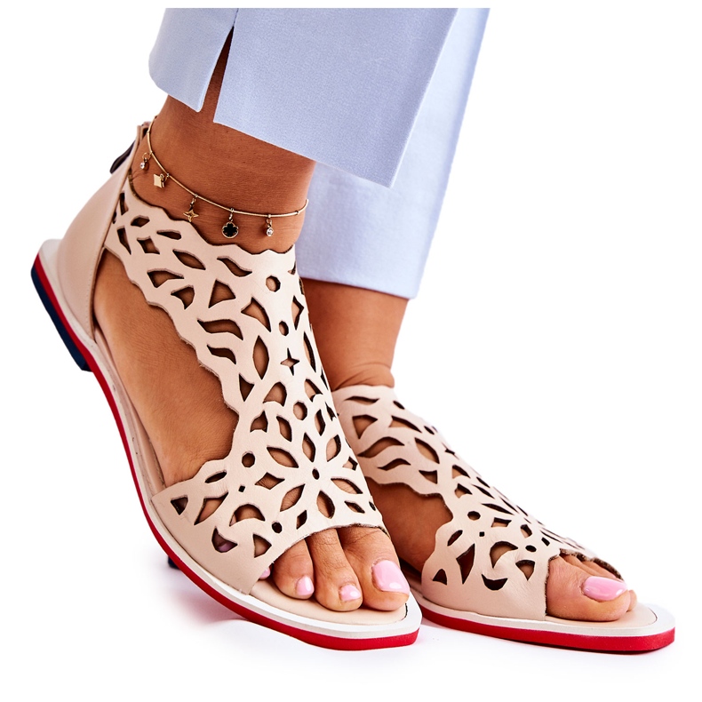 PA2 Kevyet nahkasandaalit Beige Alima