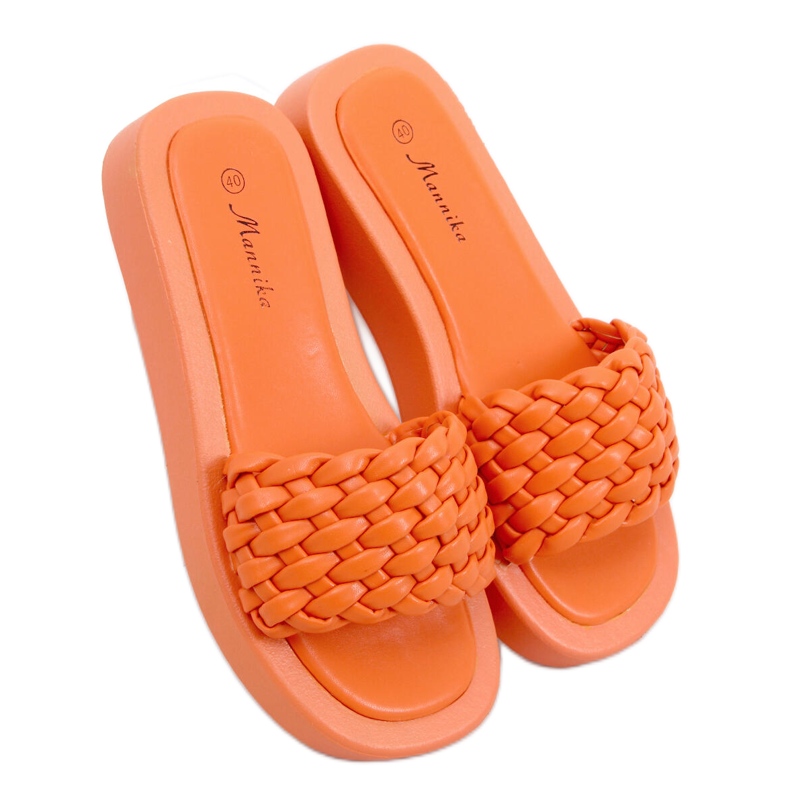 BM Korkokengät sandaalit, joissa kudotut Elida Orange raidat oranssi