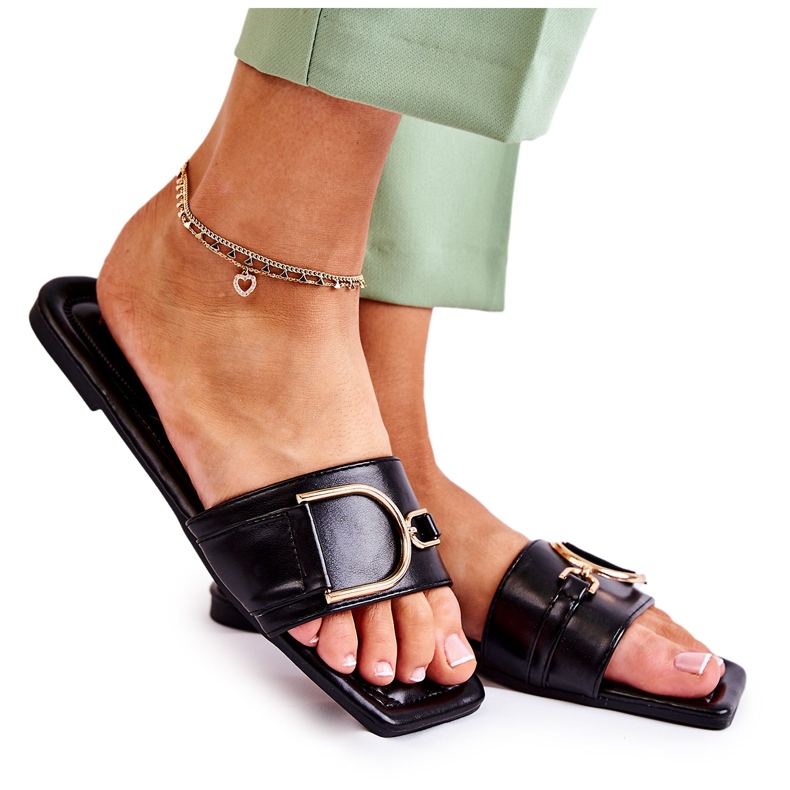 PG2 Naisten klassiset nahkatossut mustalla Shilla-koristeella