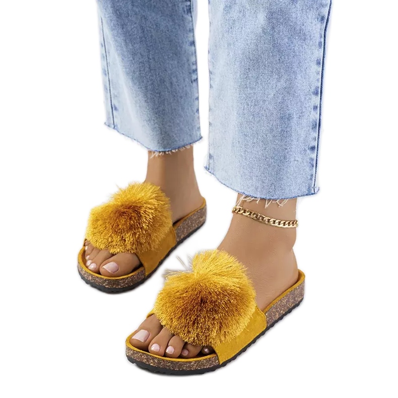 Keltaiset varvastossut Rett-korkkipohjassa keltainen