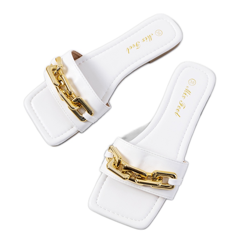 Valkoiset tyylikkäät tossut Cherell-ketjulla valkoinen