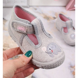 Tyttöjen tossut tarranauhalla harmaa Befado norsulla