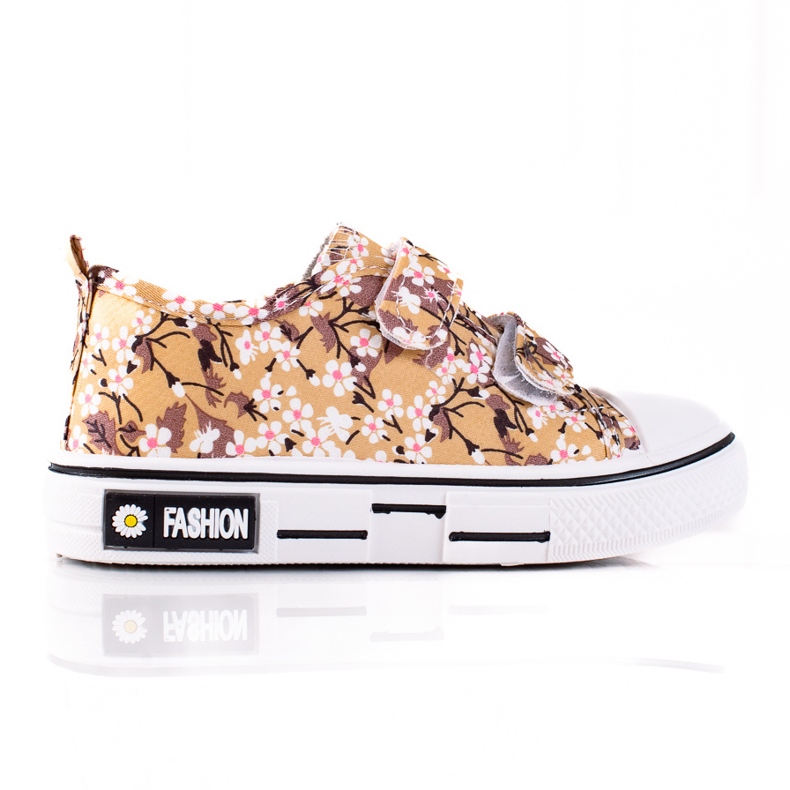 Shelovet lasten tennarit beigeillä kukilla valkoinen ruskea