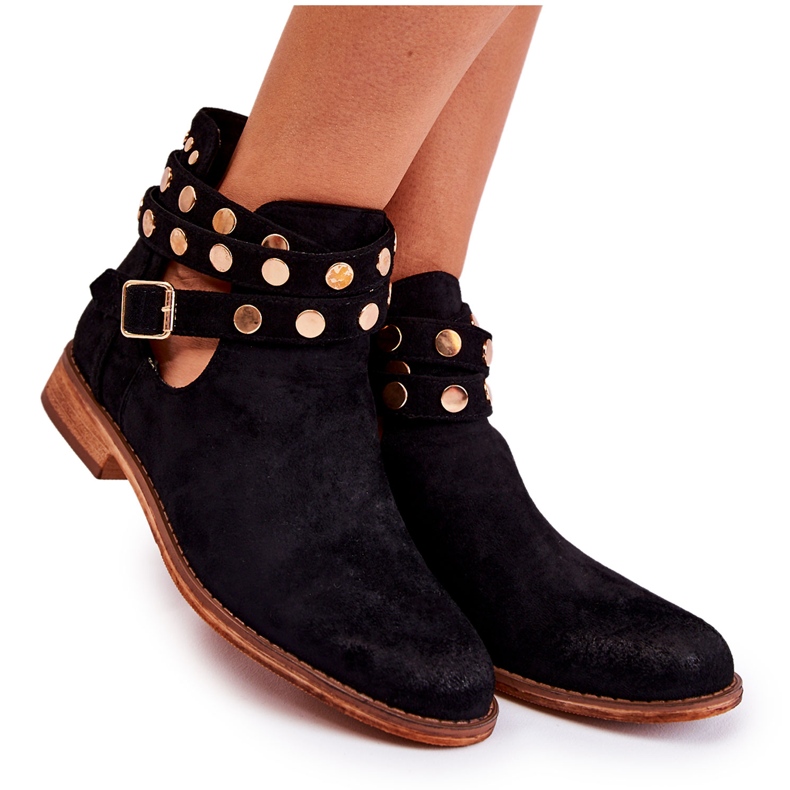 WS1 Naisten jets-saappaat tasakorkoisella Musta Larino