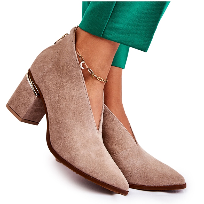 Nahkasaappaat korkokenkiin Laura Messi Vaalea beige 2344