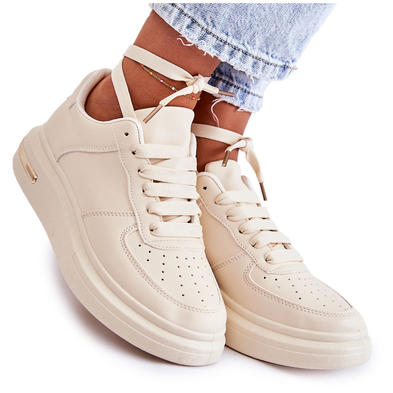 PG1 Klassiset Eco-nahkaiset lenkkarit Beige Jennys