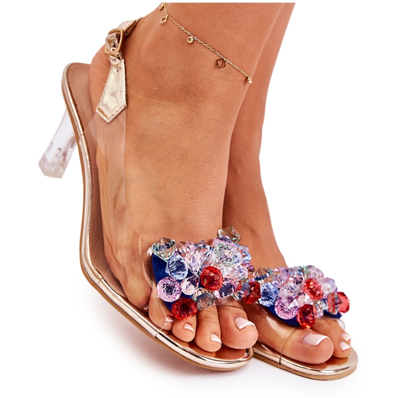 S.Barski Tyylikkäät sandaalit kultaisilla Lanette-kristalleilla monivärinen kultainen