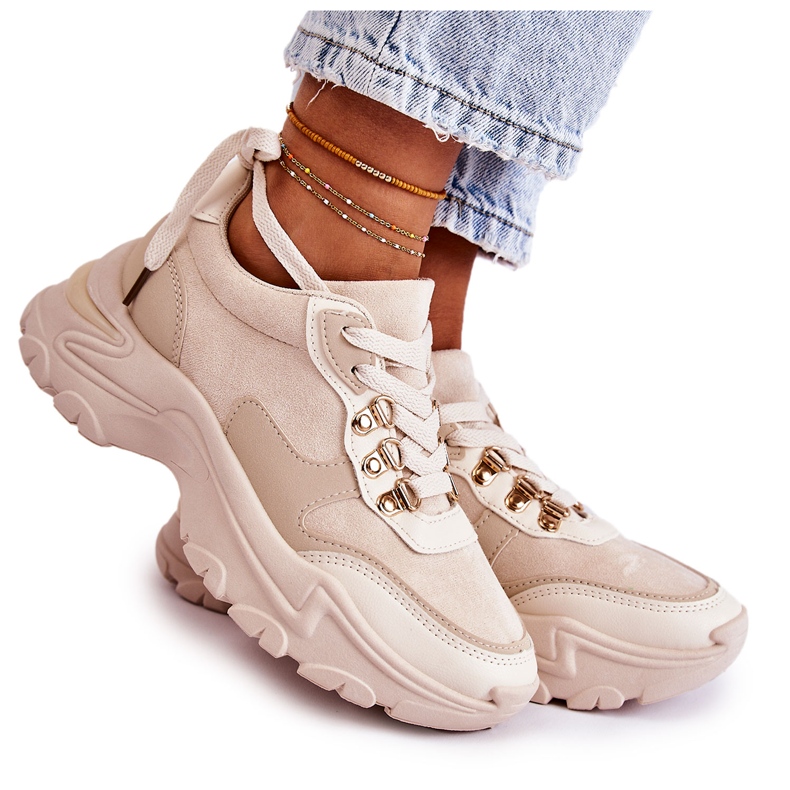 PG1 Naisten mokkanahka urheilukengät Tennarit Vaalean beige Britany