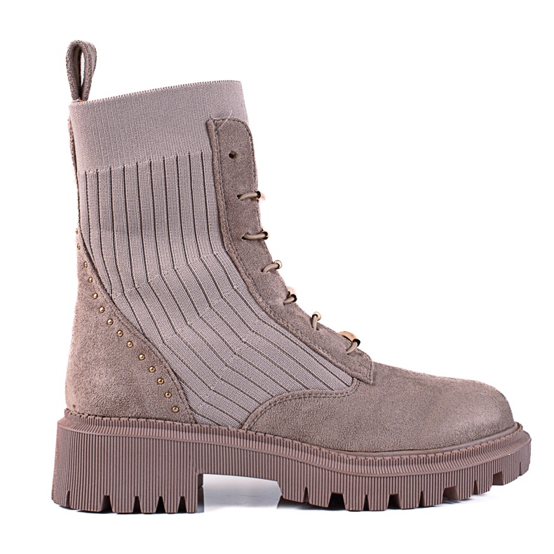 SHELOVET Ruskea mokkanahka solmitut työntekijät beige