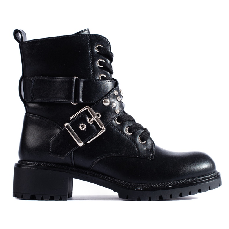 Shelovet naisten työsaappaat koristeellisella vyöllä musta