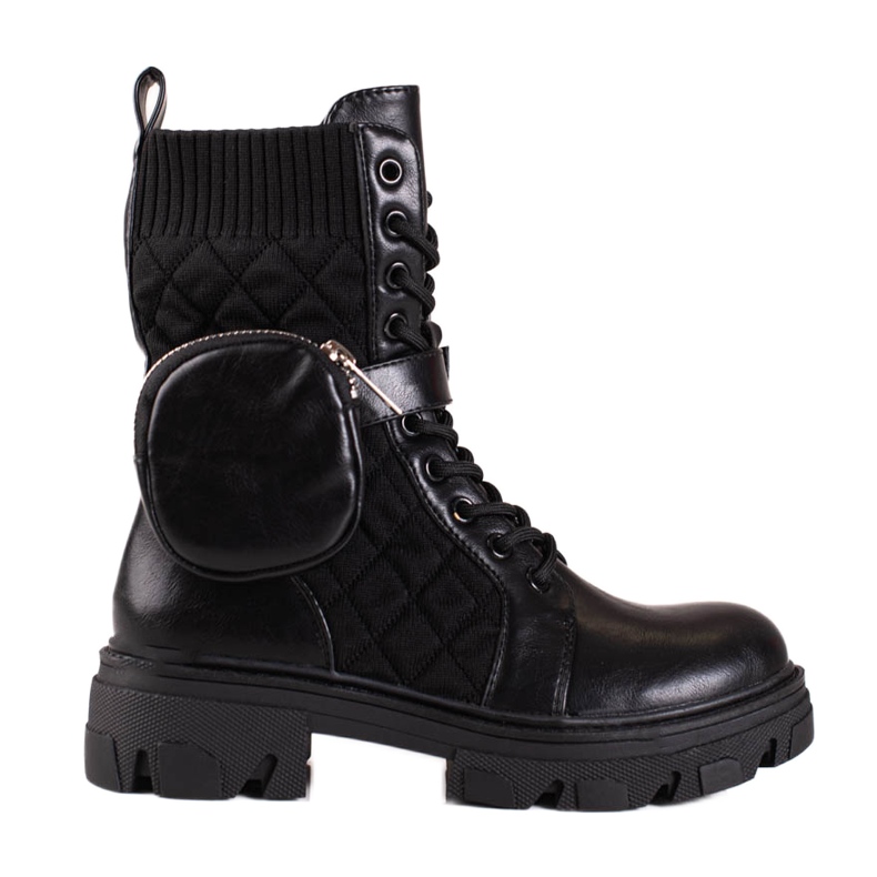 SHELOVET Black Shelvet naisten laukut tarranauhalla musta