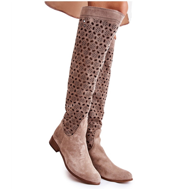 PA2 Mokkasaappaat, joissa on harjakattoinen kuvio Tumma beige pointe