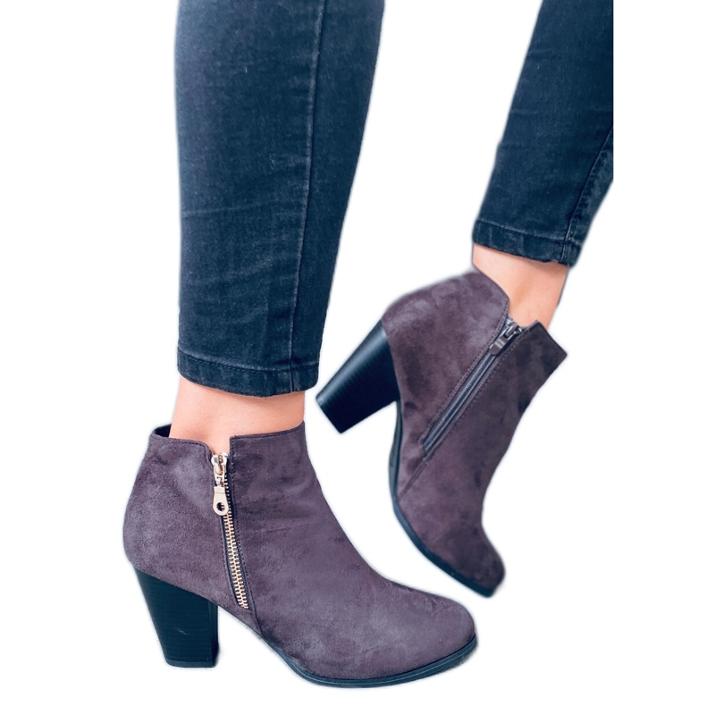 Korkeakorkoiset mokkanahka Antone Grey -saappaat harmaa