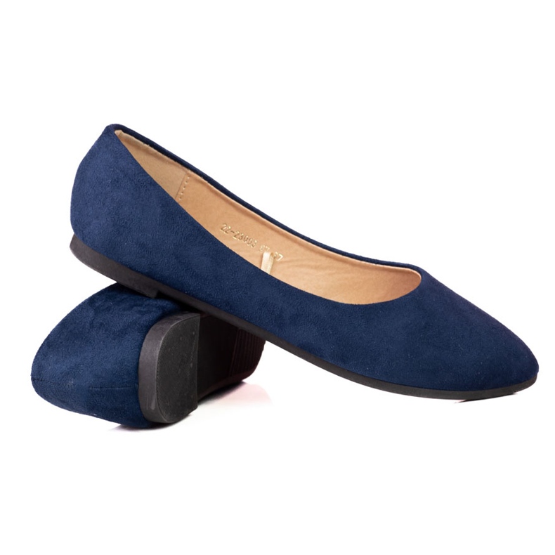 W. Potocki Tummansiniset naisten Potocki-ballerinat ekologisesta mokkanahkasta sininen