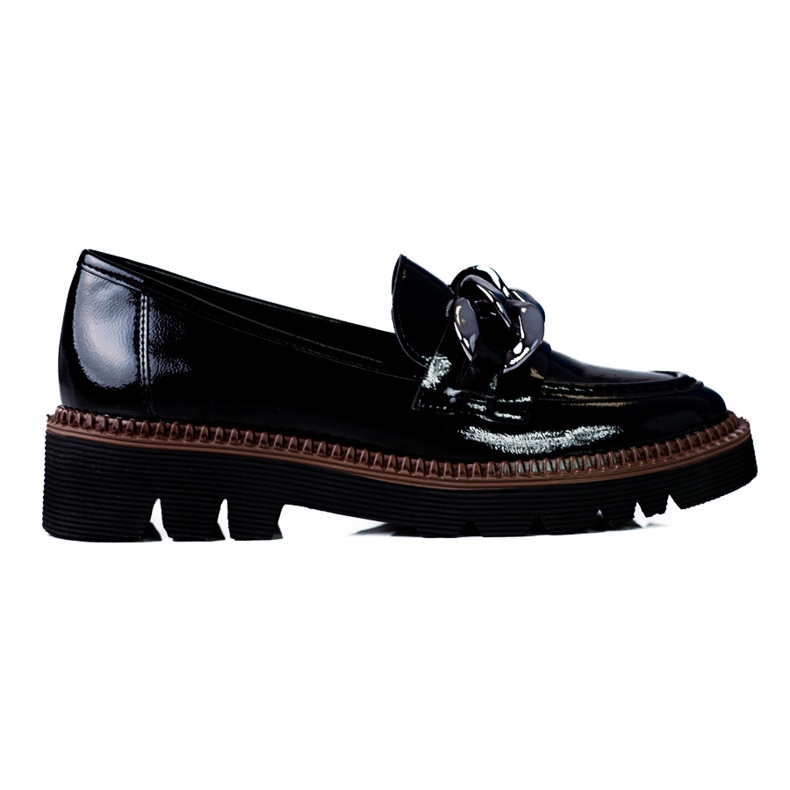 Naisten mokasiinit Vinceza-tasolla, musta kiiltonahka