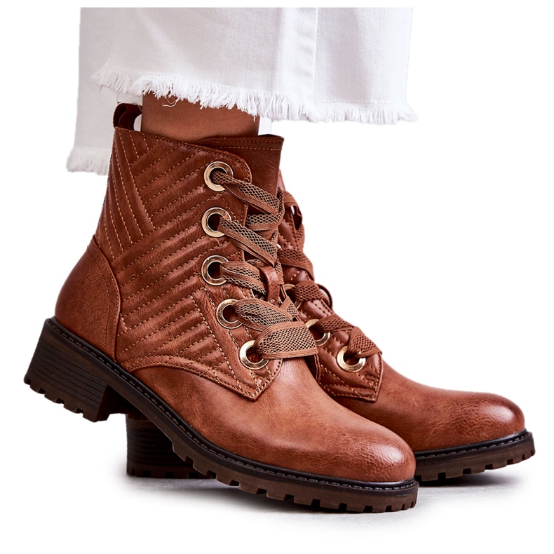 PG1 Nahkaiset tikatut saappaat ruskealla Torino-lämmityksellä