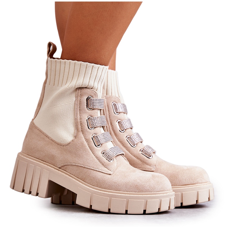 PS1 Hope Beige Suede Slip-On Socks Boots