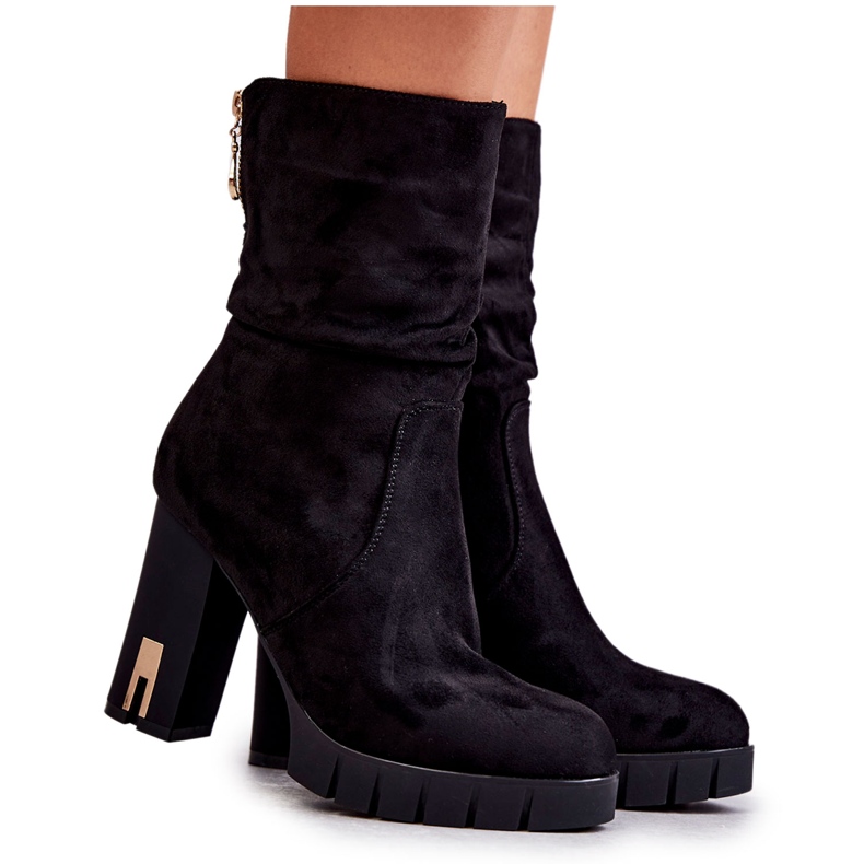 PG1 Suede korkeat saappaat kantapäällä musta Volter