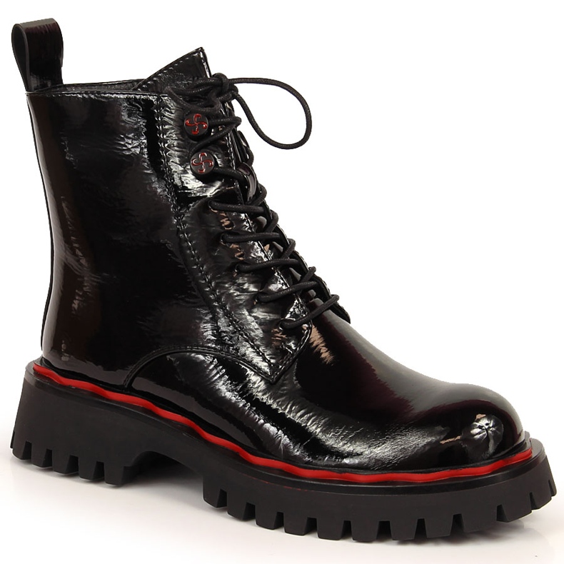 S.Barski Mustat eristetyt kiiltonahkaiset saappaat S. Barskilta