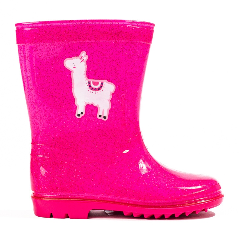 Tyttöjen vaaleanpunaiset kimaltelevat korkeat saappaat vaaleanpunainen